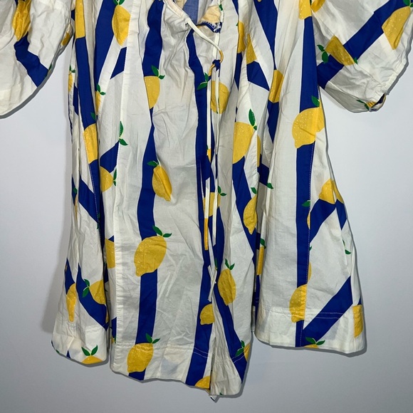 Fantastic Fawn Lemon Print romper with Blue Stripes small - Picture 9 of 15